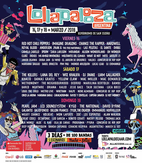 line up lollapalooza argentina 2018